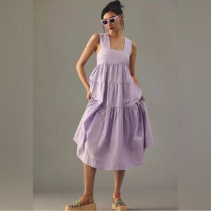 By Anthropologie lilac ruffle dress size M